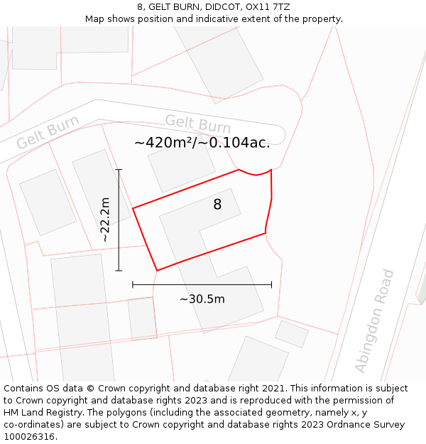 8, GELT BURN, DIDCOT, OX11 7TZ: Plot and title map