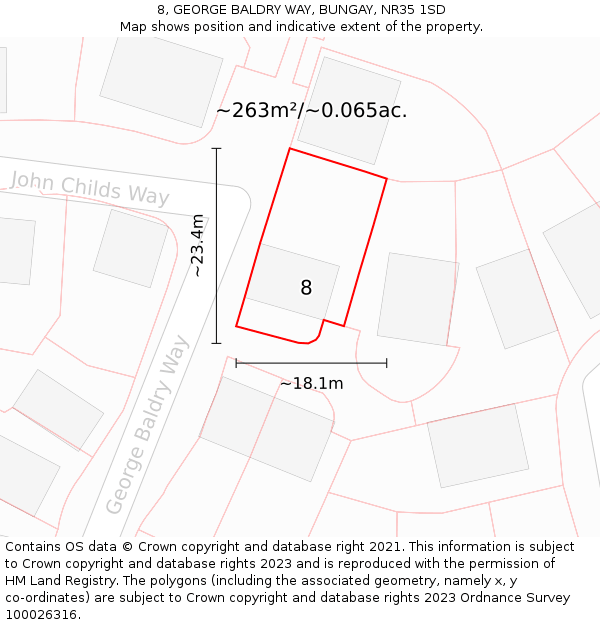 8, GEORGE BALDRY WAY, BUNGAY, NR35 1SD: Plot and title map