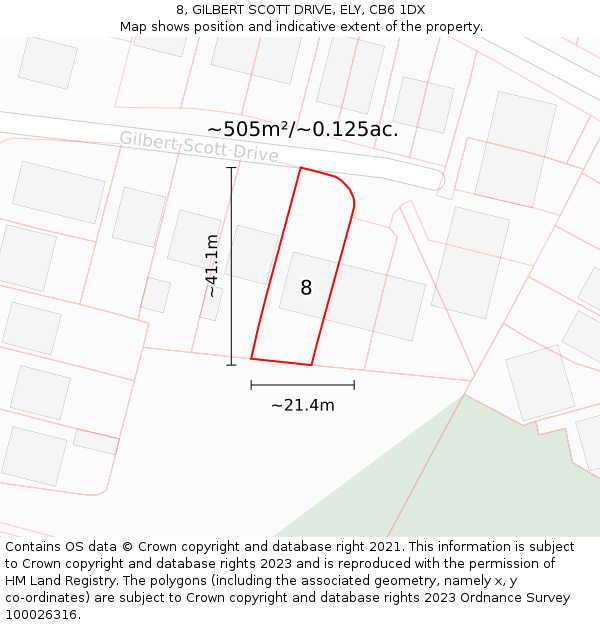 8, GILBERT SCOTT DRIVE, ELY, CB6 1DX: Plot and title map