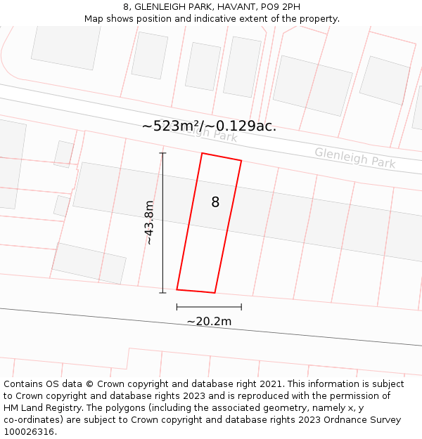 8, GLENLEIGH PARK, HAVANT, PO9 2PH: Plot and title map