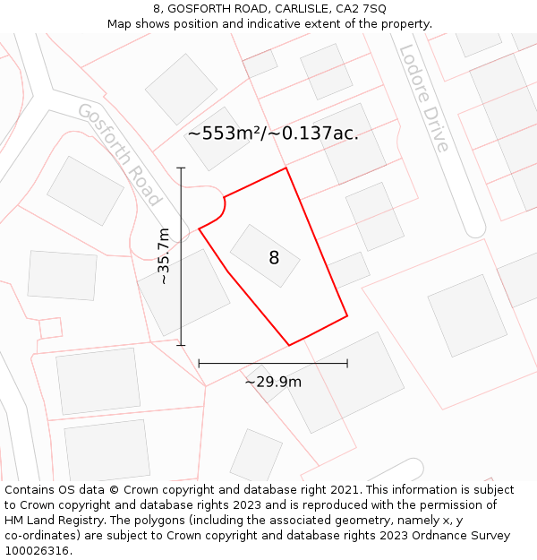 8, GOSFORTH ROAD, CARLISLE, CA2 7SQ: Plot and title map