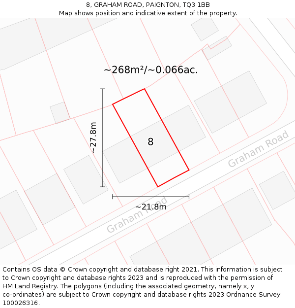 8, GRAHAM ROAD, PAIGNTON, TQ3 1BB: Plot and title map