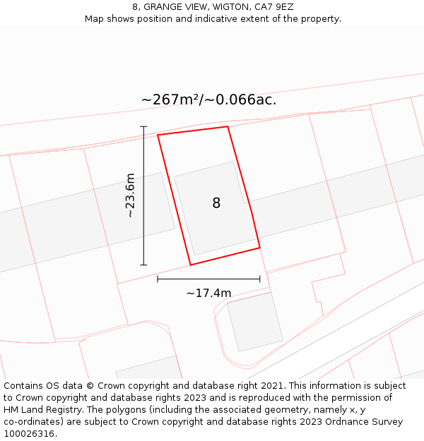 8, GRANGE VIEW, WIGTON, CA7 9EZ: Plot and title map