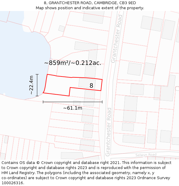 8, GRANTCHESTER ROAD, CAMBRIDGE, CB3 9ED: Plot and title map