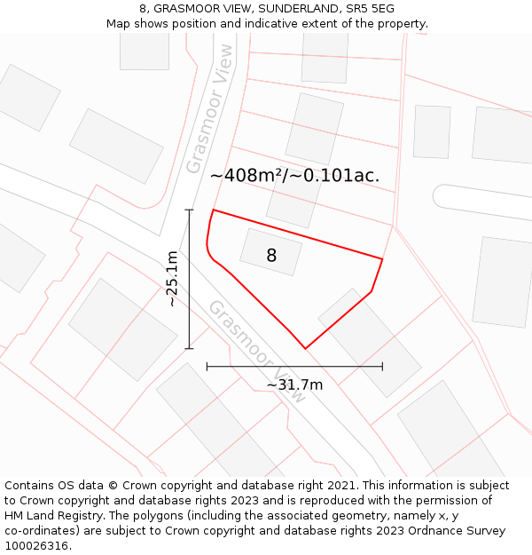 8, GRASMOOR VIEW, SUNDERLAND, SR5 5EG: Plot and title map