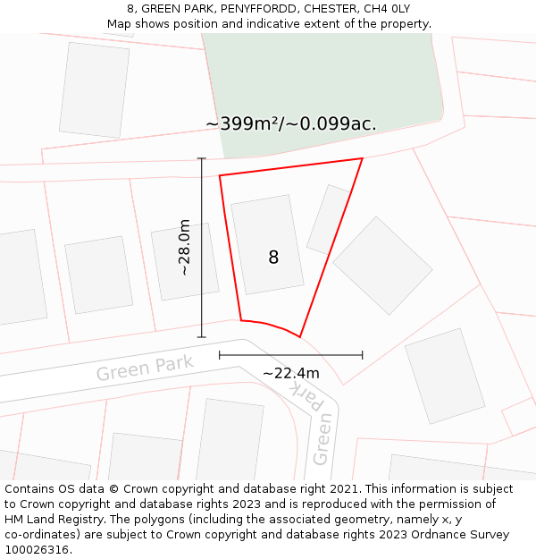 8, GREEN PARK, PENYFFORDD, CHESTER, CH4 0LY: Plot and title map