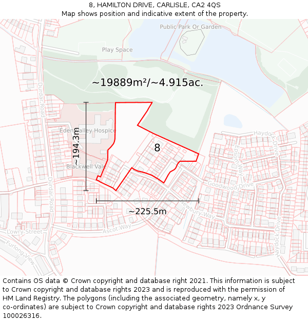 8, HAMILTON DRIVE, CARLISLE, CA2 4QS: Plot and title map