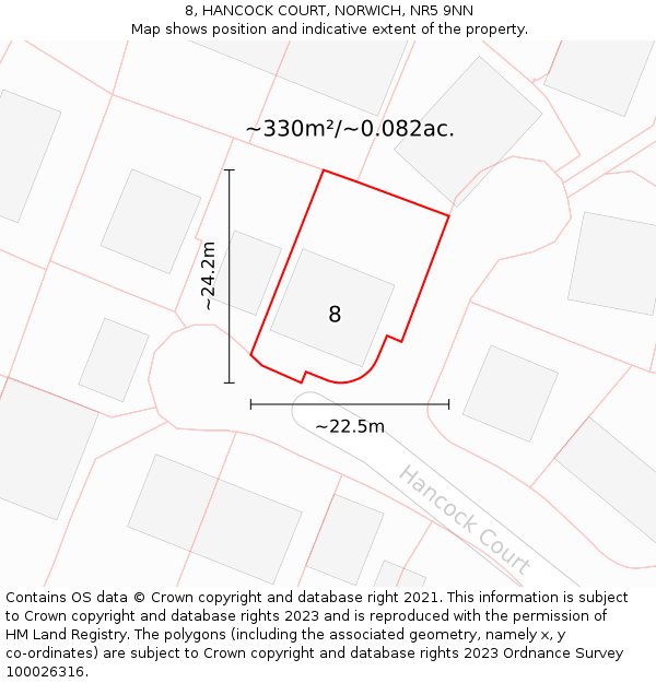 8, HANCOCK COURT, NORWICH, NR5 9NN: Plot and title map