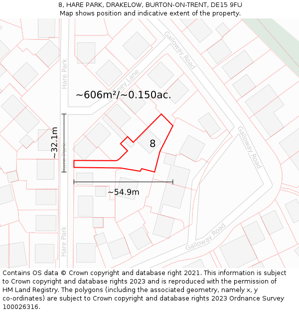 8, HARE PARK, DRAKELOW, BURTON-ON-TRENT, DE15 9FU: Plot and title map