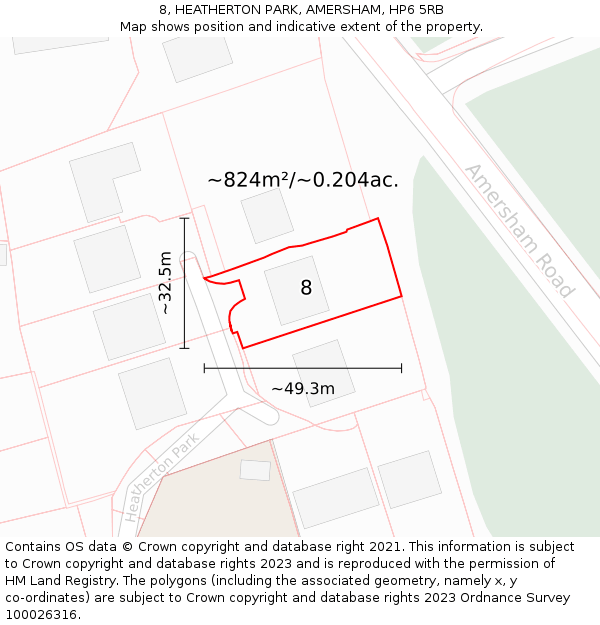 8, HEATHERTON PARK, AMERSHAM, HP6 5RB: Plot and title map