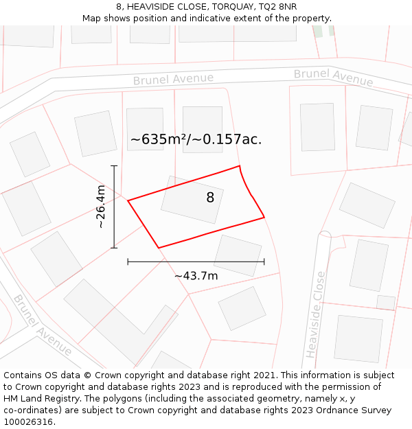 8, HEAVISIDE CLOSE, TORQUAY, TQ2 8NR: Plot and title map