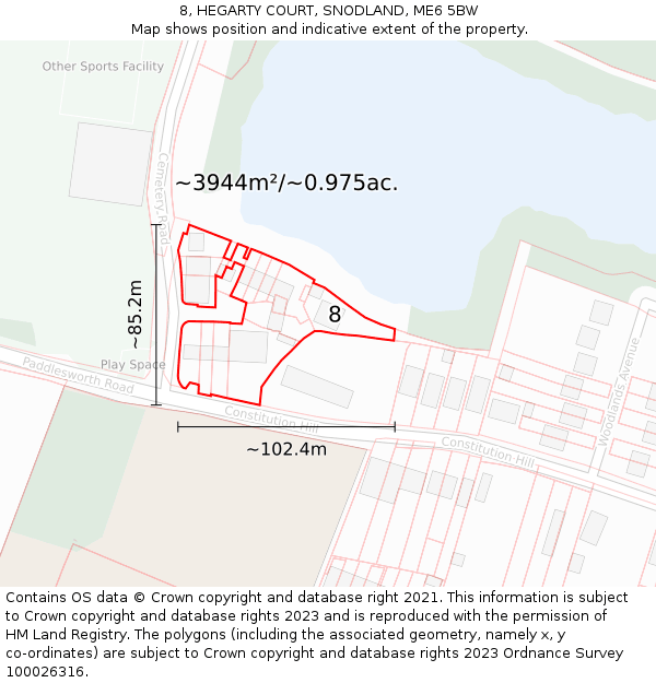 8, HEGARTY COURT, SNODLAND, ME6 5BW: Plot and title map