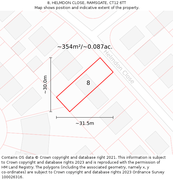 8, HELMDON CLOSE, RAMSGATE, CT12 6TT: Plot and title map