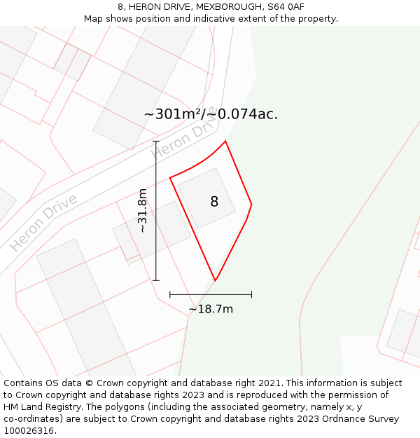 8, HERON DRIVE, MEXBOROUGH, S64 0AF: Plot and title map