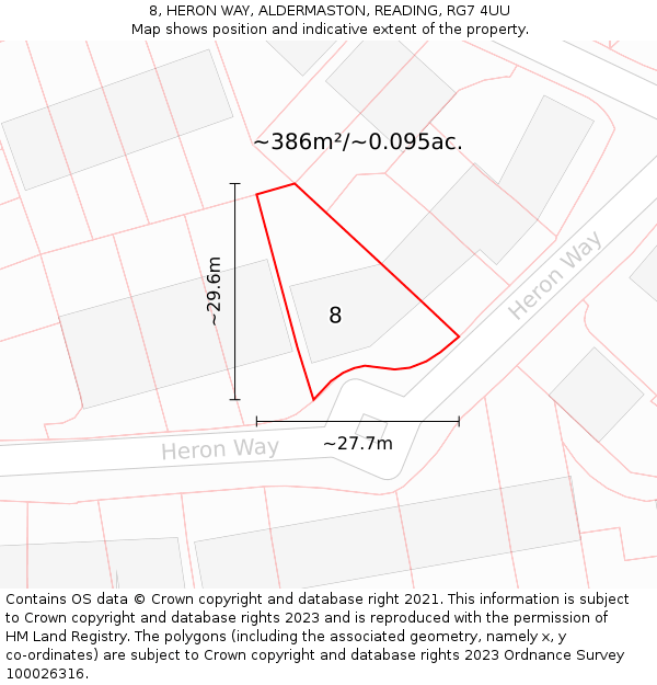 8, HERON WAY, ALDERMASTON, READING, RG7 4UU: Plot and title map