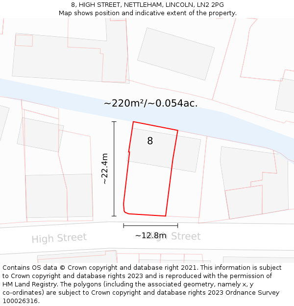8, HIGH STREET, NETTLEHAM, LINCOLN, LN2 2PG: Plot and title map