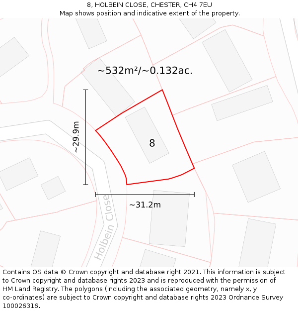8, HOLBEIN CLOSE, CHESTER, CH4 7EU: Plot and title map