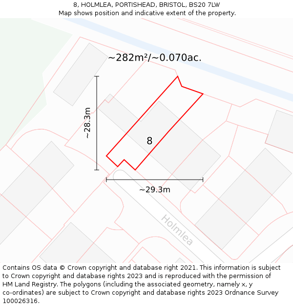 8, HOLMLEA, PORTISHEAD, BRISTOL, BS20 7LW: Plot and title map
