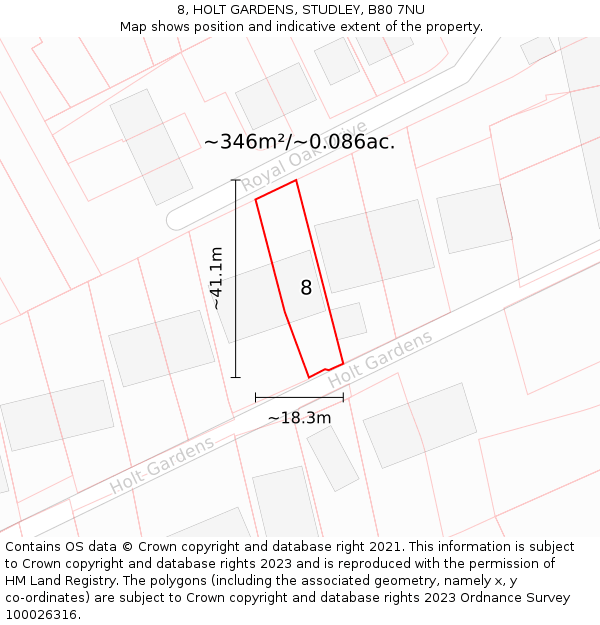 8, HOLT GARDENS, STUDLEY, B80 7NU: Plot and title map