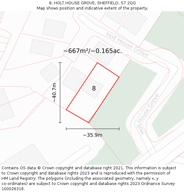 8, HOLT HOUSE GROVE, SHEFFIELD, S7 2QG: Plot and title map