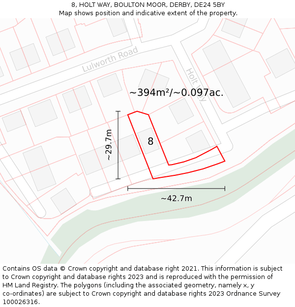 8, HOLT WAY, BOULTON MOOR, DERBY, DE24 5BY: Plot and title map