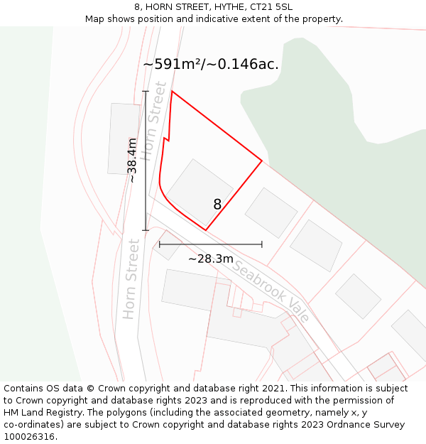 8, HORN STREET, HYTHE, CT21 5SL: Plot and title map