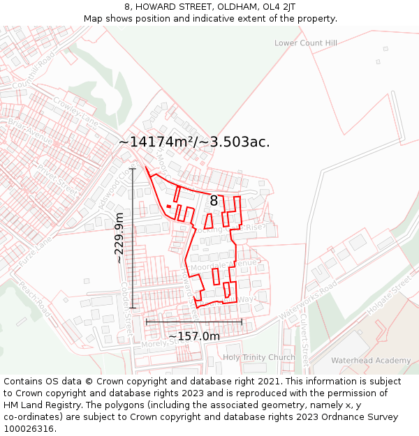 8, HOWARD STREET, OLDHAM, OL4 2JT: Plot and title map