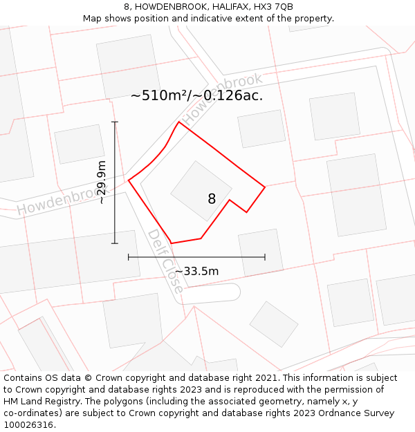 8, HOWDENBROOK, HALIFAX, HX3 7QB: Plot and title map