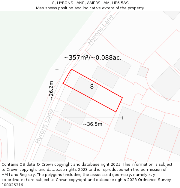 8, HYRONS LANE, AMERSHAM, HP6 5AS: Plot and title map