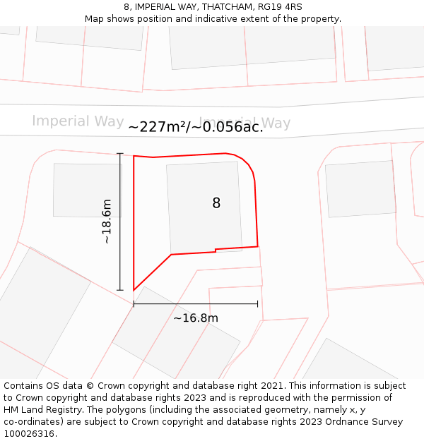 8, IMPERIAL WAY, THATCHAM, RG19 4RS: Plot and title map