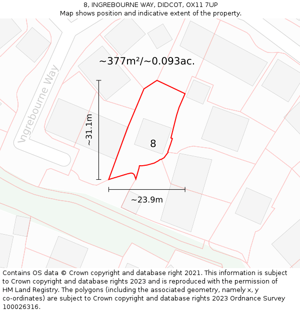 8, INGREBOURNE WAY, DIDCOT, OX11 7UP: Plot and title map