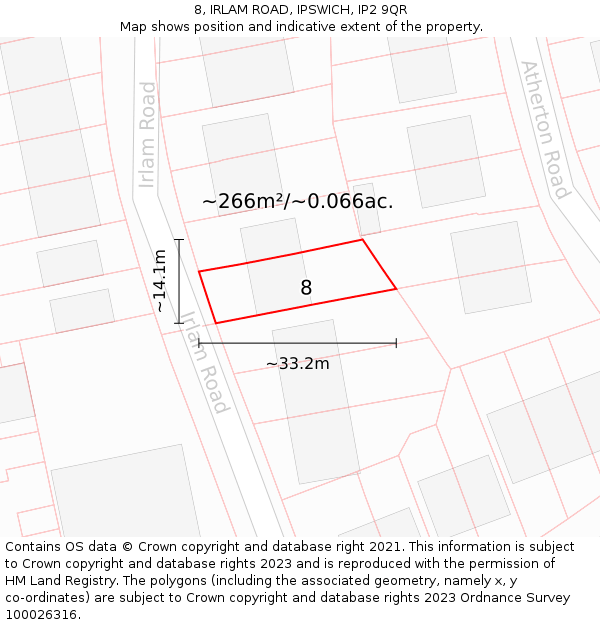 8, IRLAM ROAD, IPSWICH, IP2 9QR: Plot and title map