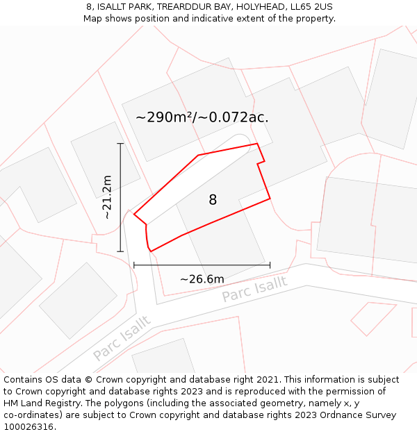 8, ISALLT PARK, TREARDDUR BAY, HOLYHEAD, LL65 2US: Plot and title map