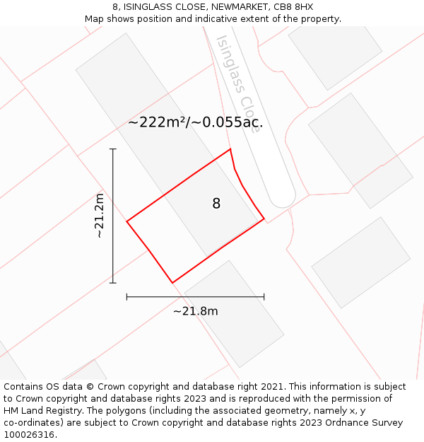 8, ISINGLASS CLOSE, NEWMARKET, CB8 8HX: Plot and title map