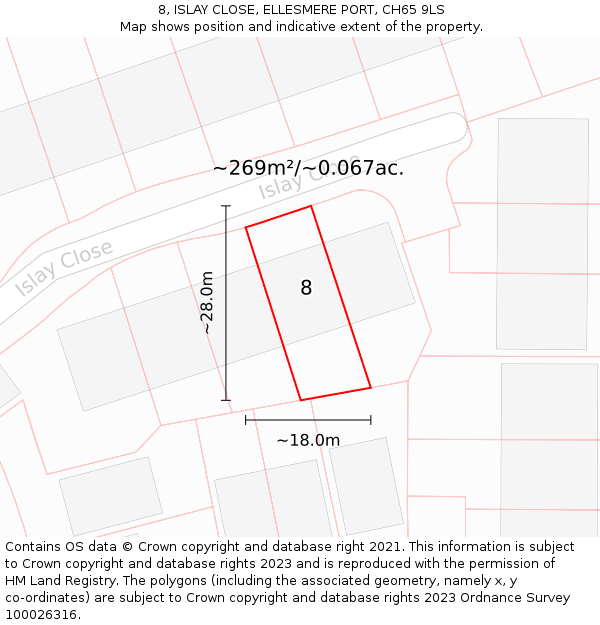 8, ISLAY CLOSE, ELLESMERE PORT, CH65 9LS: Plot and title map