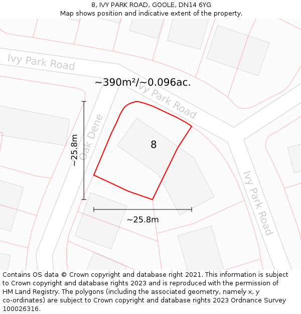 8, IVY PARK ROAD, GOOLE, DN14 6YG: Plot and title map