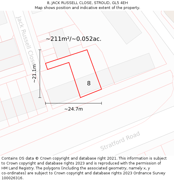 8, JACK RUSSELL CLOSE, STROUD, GL5 4EH: Plot and title map