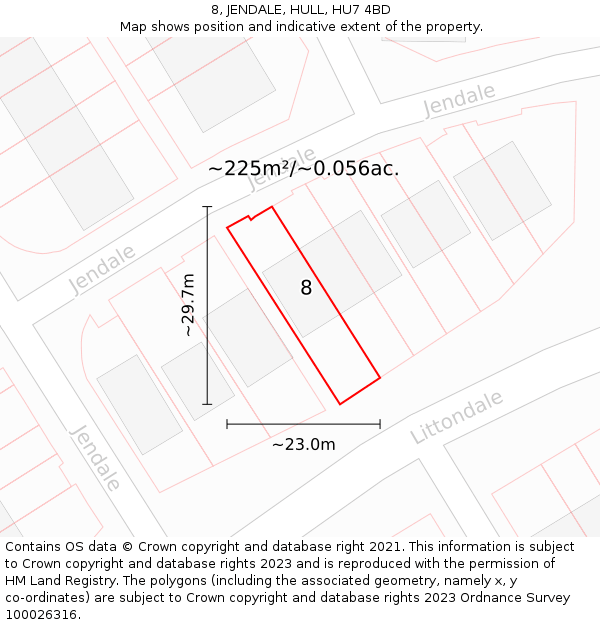 8, JENDALE, HULL, HU7 4BD: Plot and title map