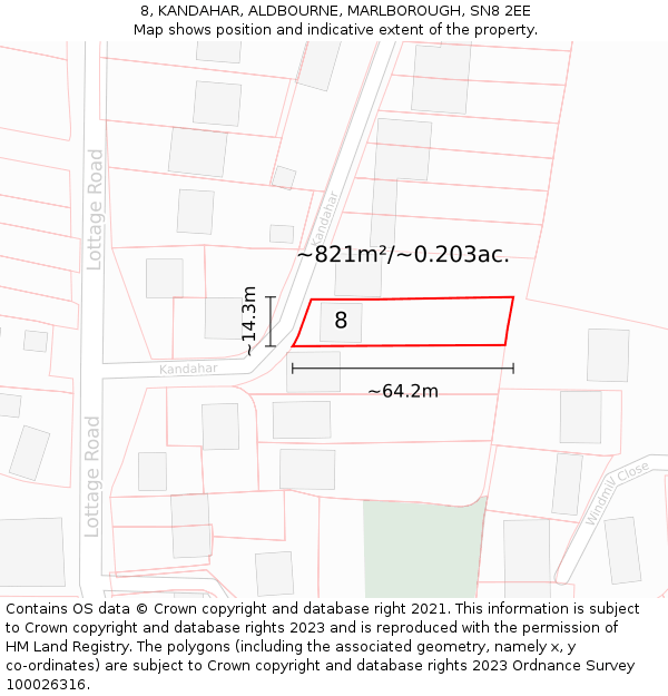 8, KANDAHAR, ALDBOURNE, MARLBOROUGH, SN8 2EE: Plot and title map