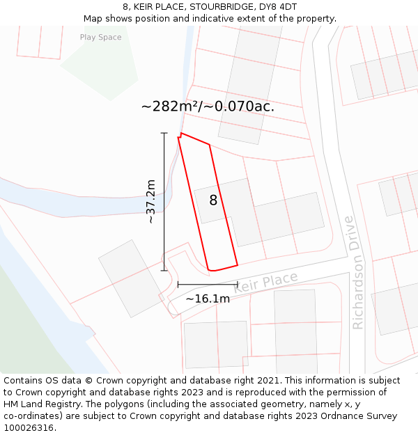 8, KEIR PLACE, STOURBRIDGE, DY8 4DT: Plot and title map