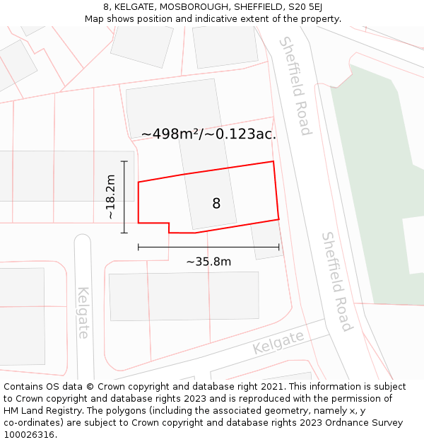 8, KELGATE, MOSBOROUGH, SHEFFIELD, S20 5EJ: Plot and title map