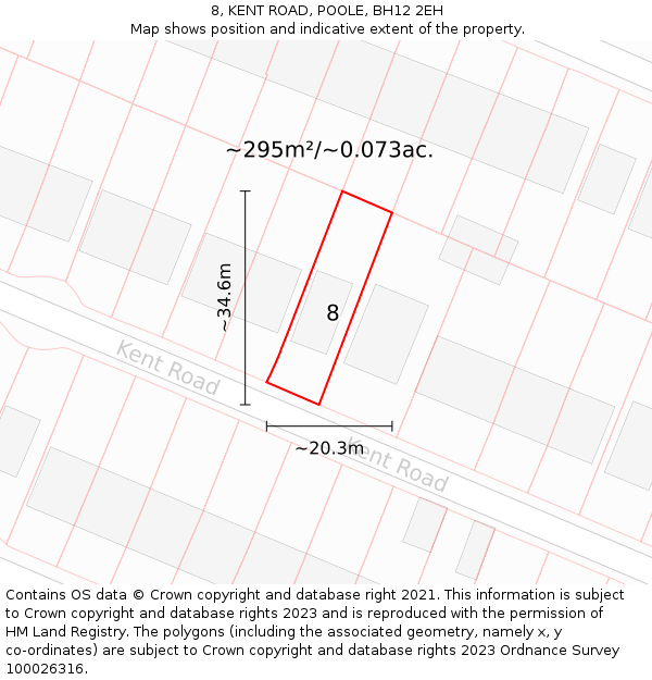 8, KENT ROAD, POOLE, BH12 2EH: Plot and title map
