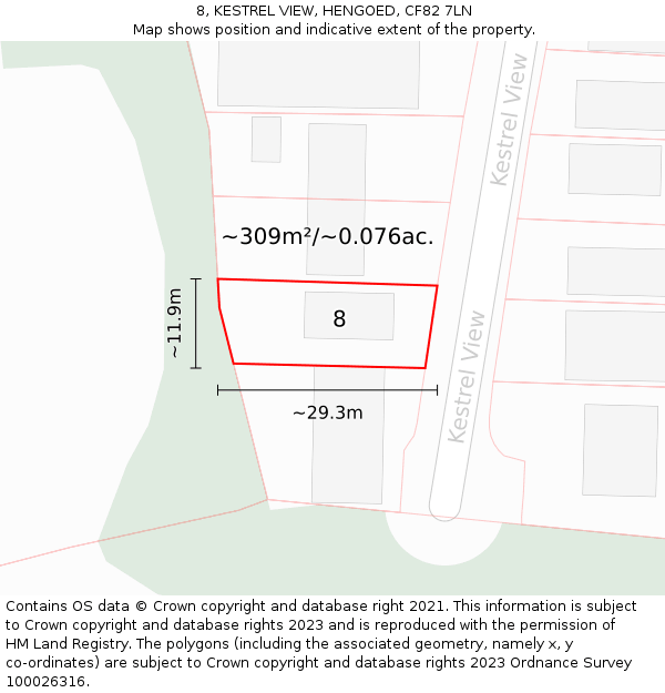 8, KESTREL VIEW, HENGOED, CF82 7LN: Plot and title map