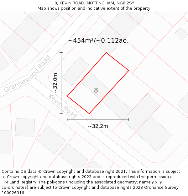 8, KEVIN ROAD, NOTTINGHAM, NG8 2SY: Plot and title map