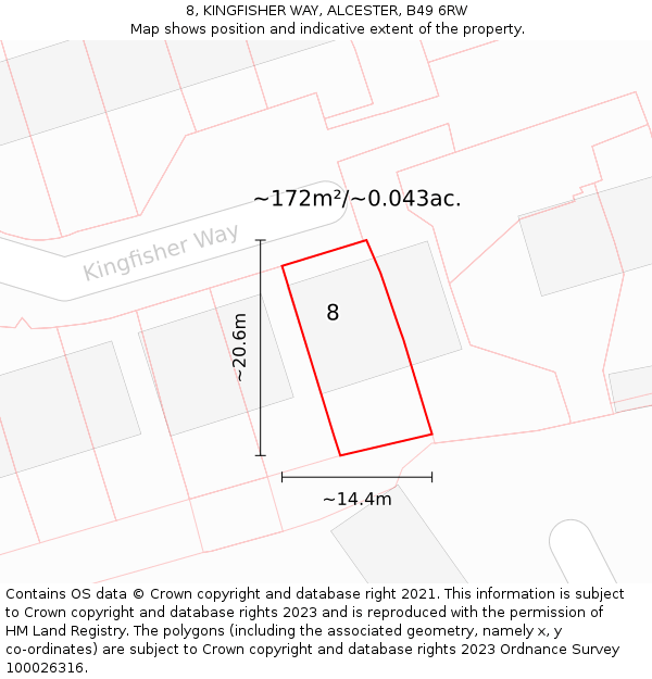 8, KINGFISHER WAY, ALCESTER, B49 6RW: Plot and title map