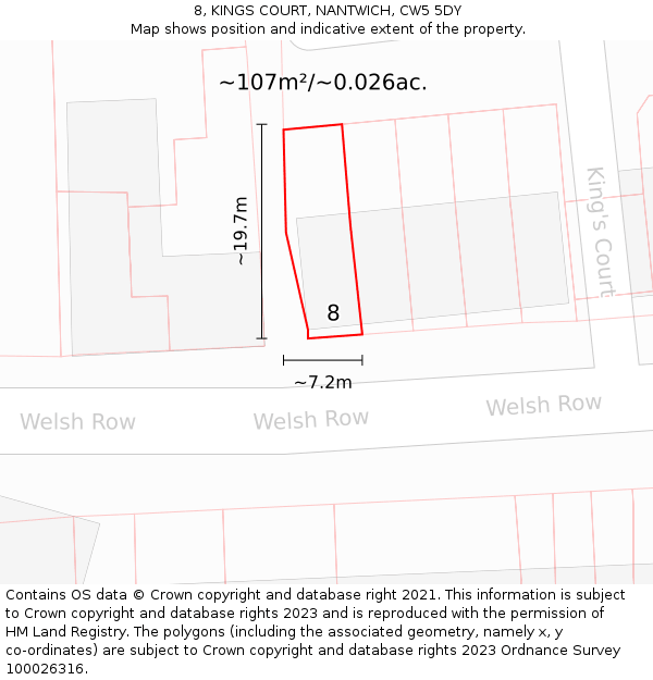 8, KINGS COURT, NANTWICH, CW5 5DY: Plot and title map