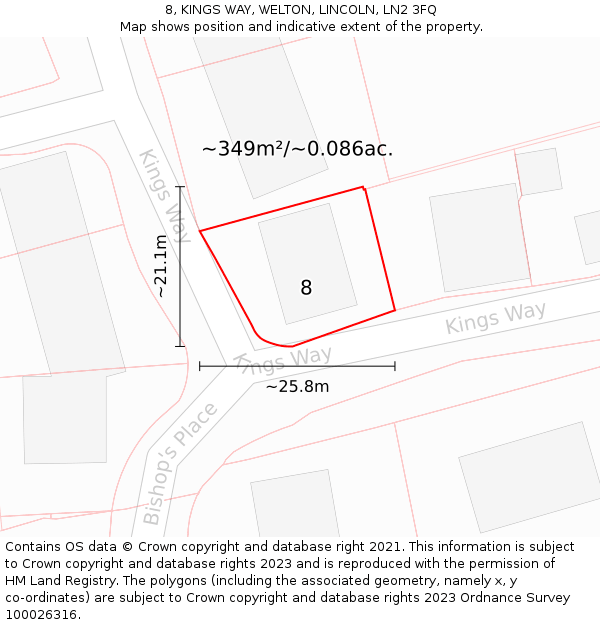 8, KINGS WAY, WELTON, LINCOLN, LN2 3FQ: Plot and title map
