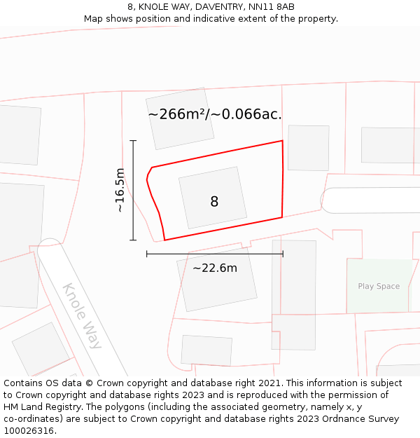 8, KNOLE WAY, DAVENTRY, NN11 8AB: Plot and title map