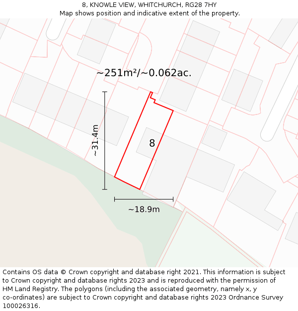 8, KNOWLE VIEW, WHITCHURCH, RG28 7HY: Plot and title map