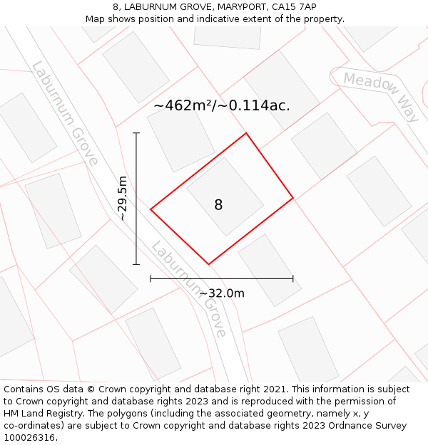 8, LABURNUM GROVE, MARYPORT, CA15 7AP: Plot and title map